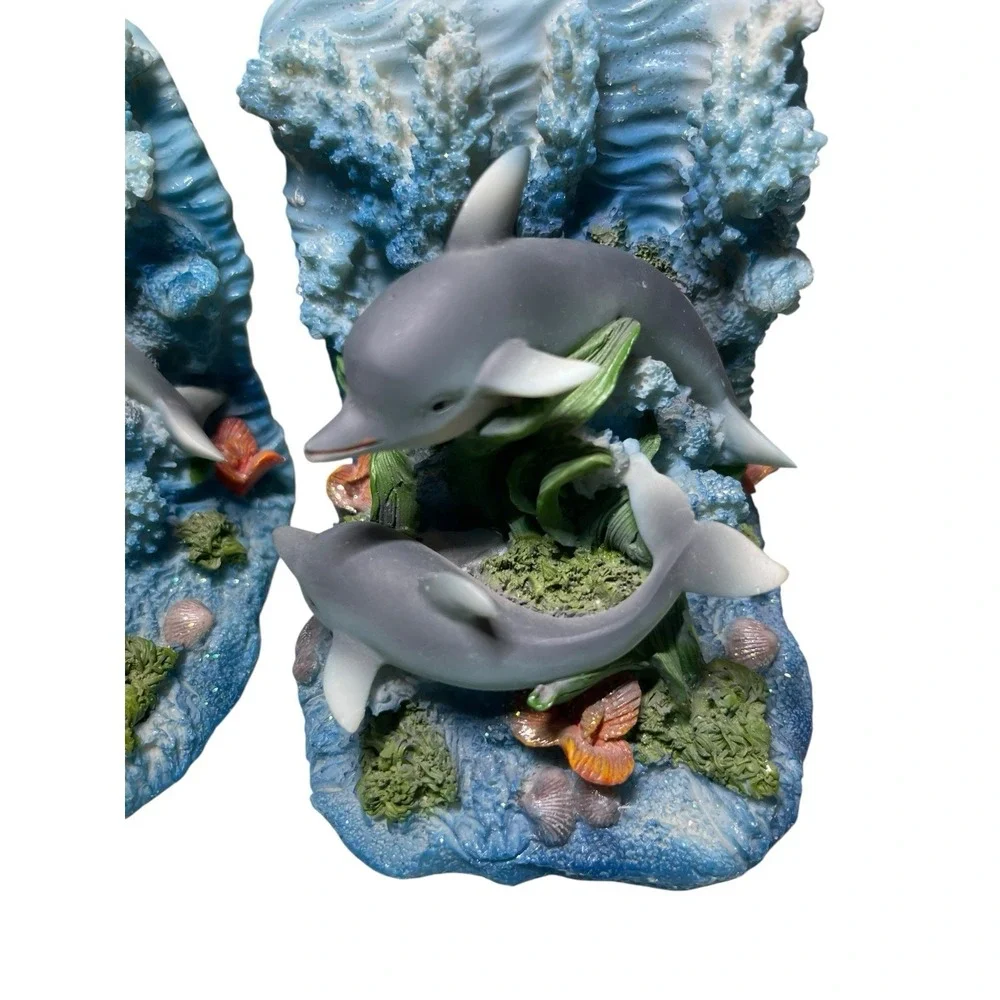 Dolphin 90s Nostalgia Bookends Set Figurine Y2K Coral Ocean Book End